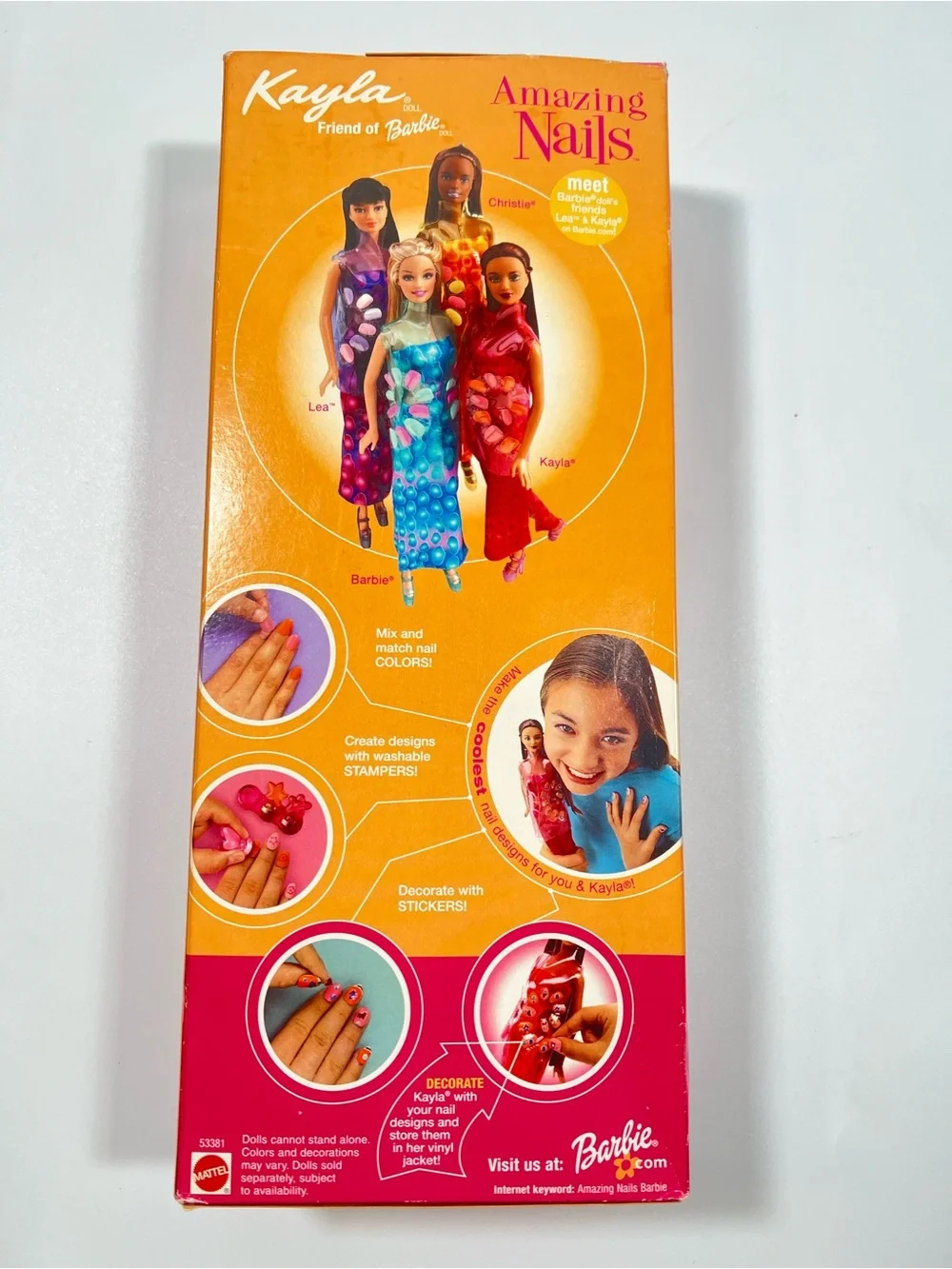 Barbie Amazing Nails Kayla Doll and 20 Press-On Nails 53381 Mattel 2001 New